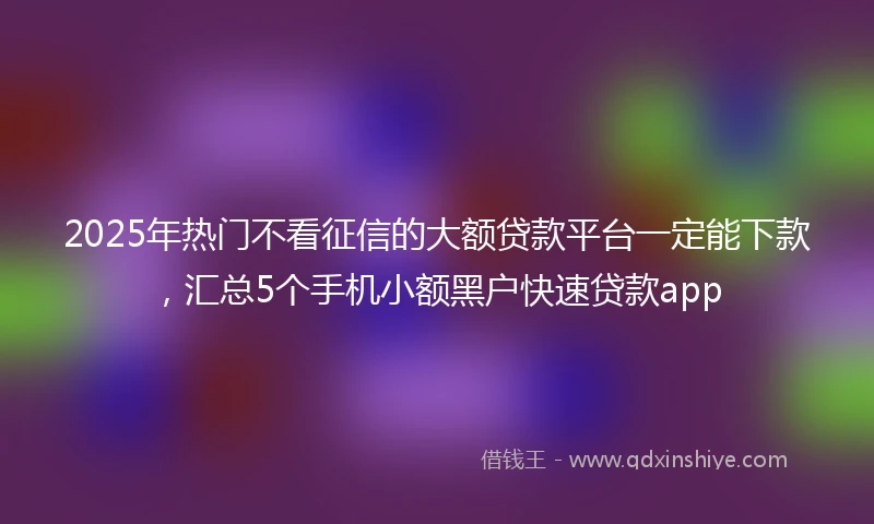 2025年热门不看征信的大额贷款平台一定能下款，汇总5个手机小额黑户快速贷款app