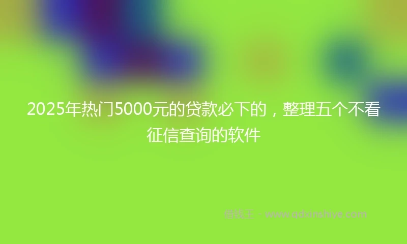 2025年热门5000元的贷款必下的,整理五个不看征信查询的软件