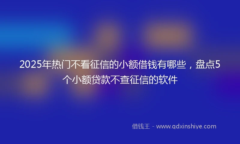 2025年热门不看征信的小额借钱有哪些，盘点5个小额贷款不查征信的软件
