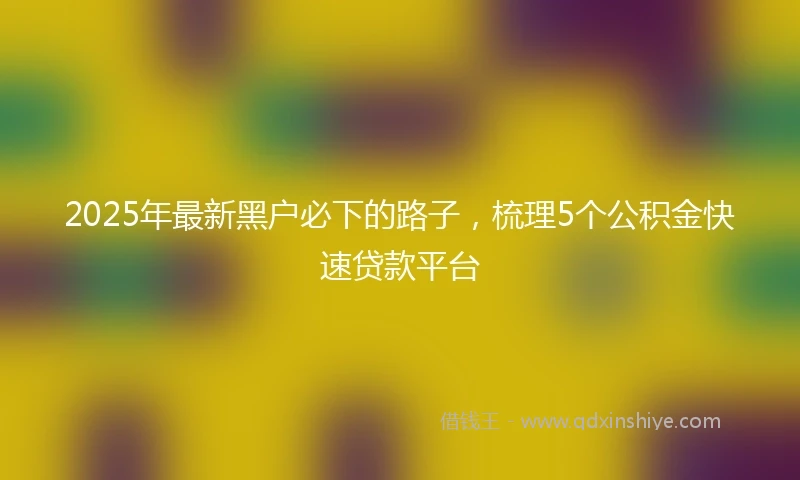 2025年最新黑户必下的路子，梳理5个公积金快速贷款平台