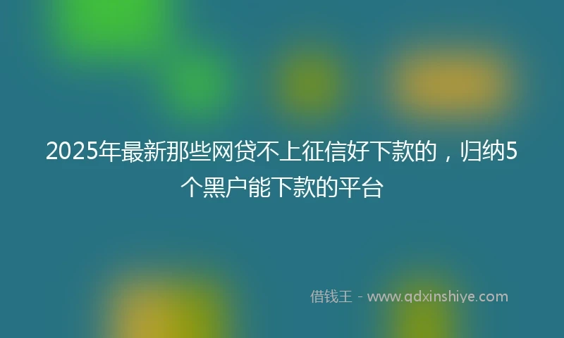 2025年最新那些网贷不上征信好下款的，归纳5个黑户能下款的平台