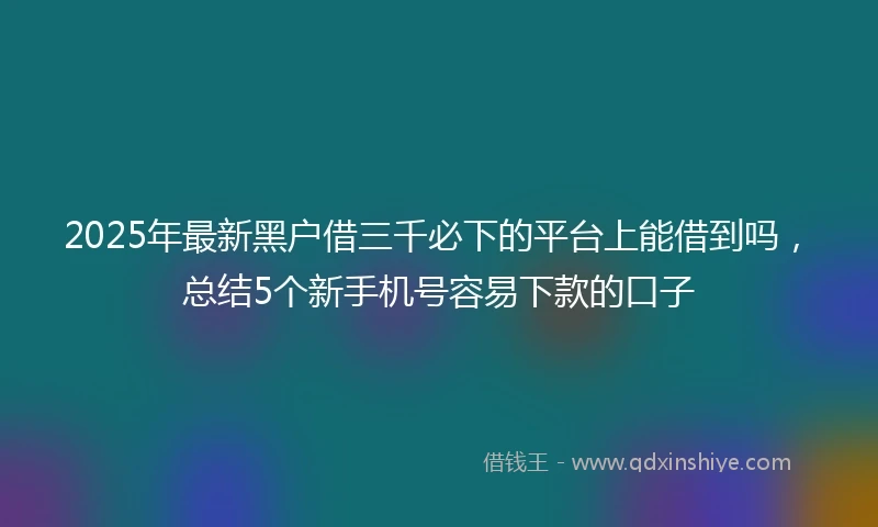 2025年最新黑户借三千必下的平台上能借到吗，总结5个新手机号容易下款的口子