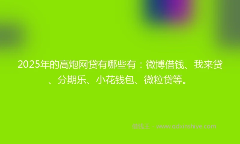 2025年的高炮网贷有哪些有：微博借钱、我来贷、分期乐、小花钱包、微粒贷等。
