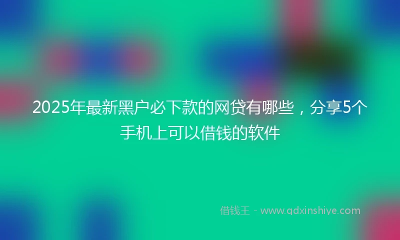 2025年最新黑户必下款的网贷有哪些，分享5个手机上可以借钱的软件