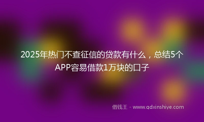 2025年热门不查征信的贷款有什么,总结5个APP容易借款1万块的口子