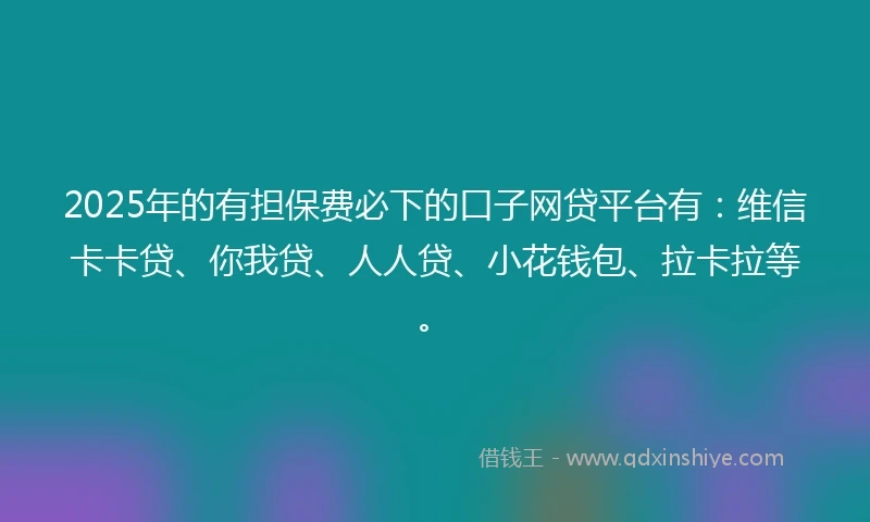 2025年的有担保费必下的口子网贷平台有：维信卡卡贷、你我贷、人人贷、小花钱包、拉卡拉等。