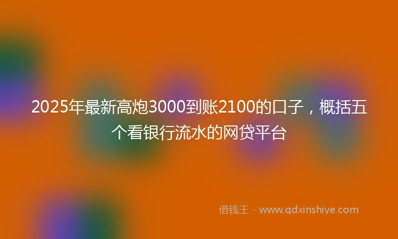 2025年最新高炮3000到账2100的口子，概括五个看银行流水的网贷平台
