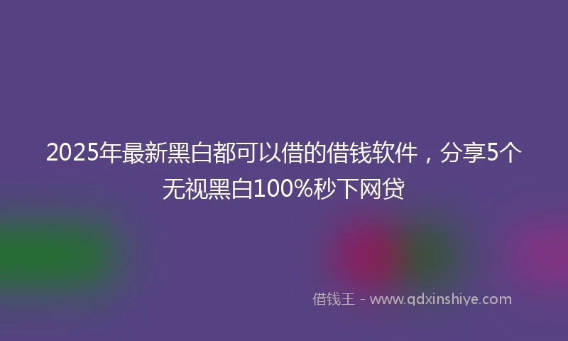 2025年最新黑白都可以借的借钱软件,分享5个无视黑白100%秒下网贷