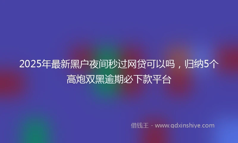 2025年最新黑户夜间秒过网贷可以吗，归纳5个高炮双黑逾期必下款平台