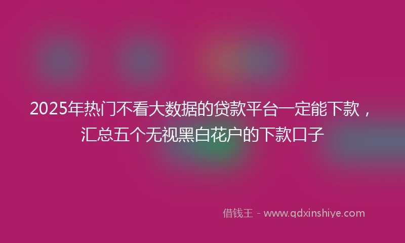 2025年热门不看大数据的贷款平台一定能下款，汇总五个无视黑白花户的下款口子