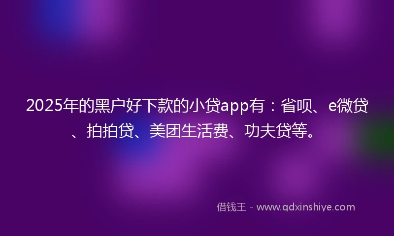 2025年的黑户好下款的小贷app有:省呗、e微贷、拍拍贷、美团生活费、功夫贷等。