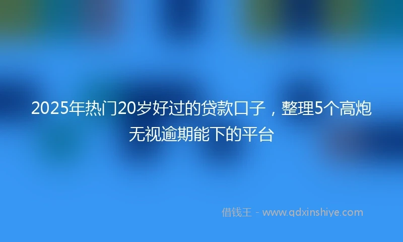 2025年热门20岁好过的贷款口子,整理5个高炮无视逾期能下的平台