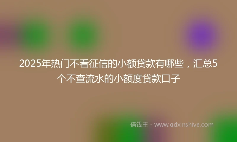 2025年热门不看征信的小额贷款有哪些,汇总5个不查流水的小额度贷款口子