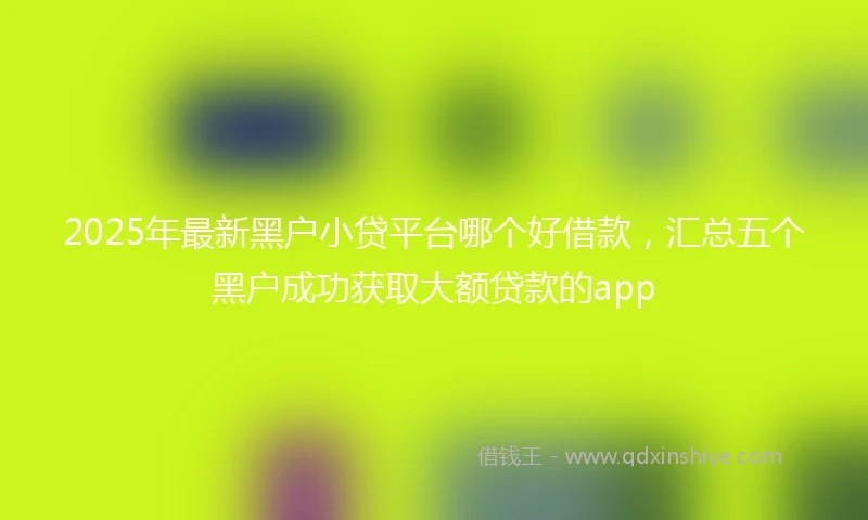 2025年最新黑户小贷平台哪个好借款，汇总五个黑户成功获取大额贷款的app