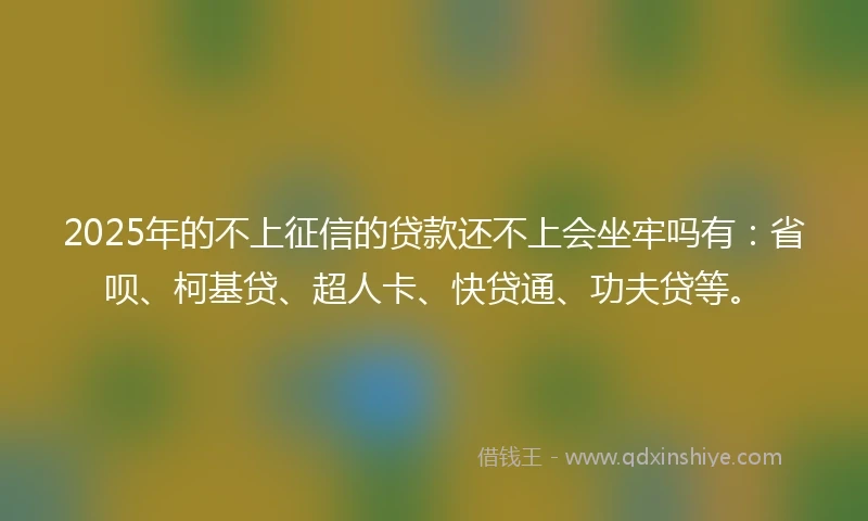 2025年的不上征信的贷款还不上会坐牢吗有:省呗、柯基贷、超人卡、快贷通、功夫贷等。