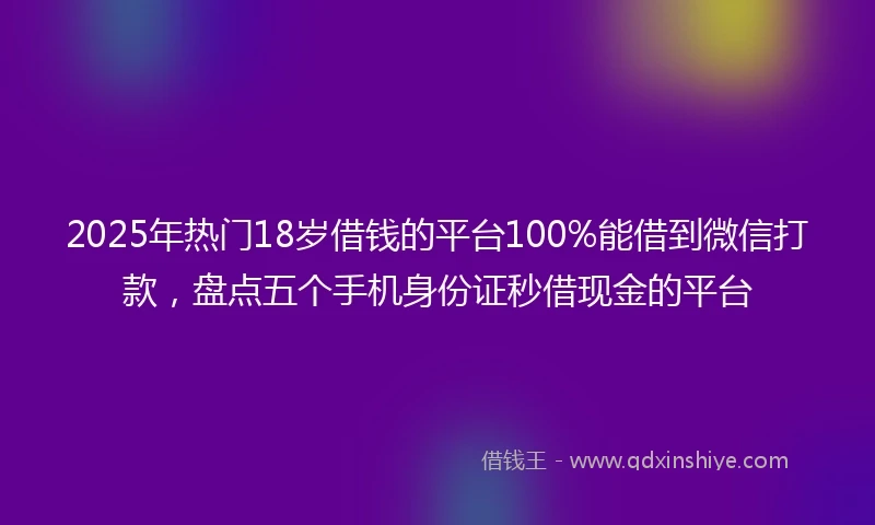 2025年热门18岁借钱的平台100%能借到微信打款,盘点五个手机身份证秒借现金的平台