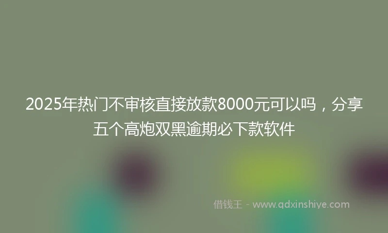 2025年热门不审核直接放款8000元可以吗，分享五个高炮双黑逾期必下款软件