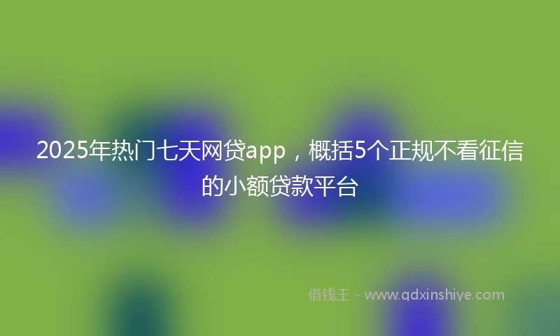 2025年热门七天网贷app，概括5个正规不看征信的小额贷款平台