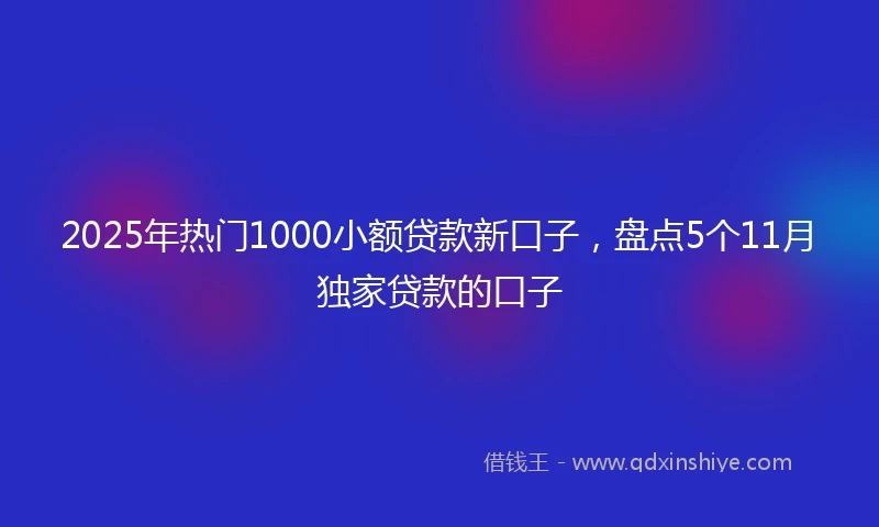 2025年热门1000小额贷款新口子，盘点5个11月独家贷款的口子
