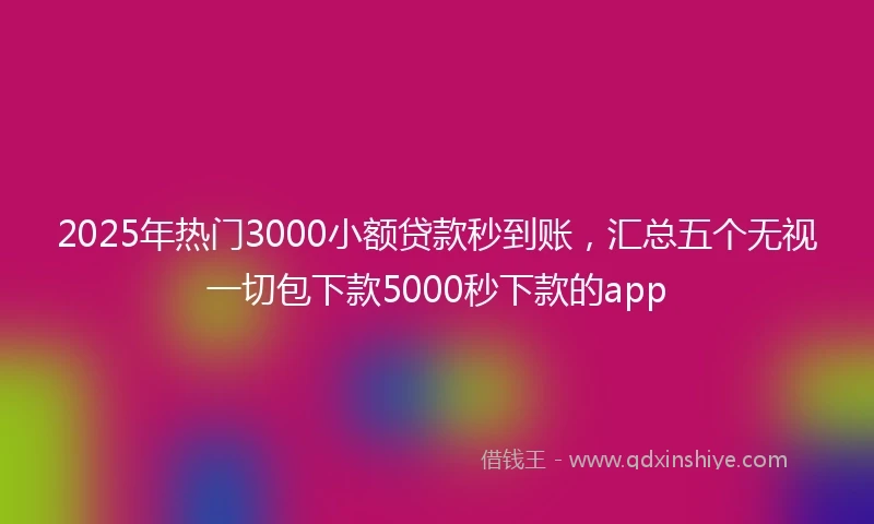 2025年热门3000小额贷款秒到账，汇总五个无视一切包下款5000秒下款的app