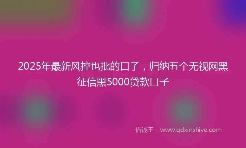 2025年最新风控也批的口子，归纳五个无视网黑征信黑5000贷款口子
