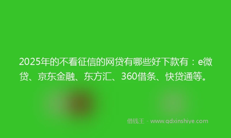 2025年的不看征信的网贷有哪些好下款有：e微贷、京东金融、东方汇、360借条、快贷通等。