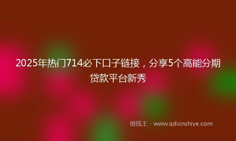 2025年热门714必下口子链接，分享5个高能分期贷款平台新秀