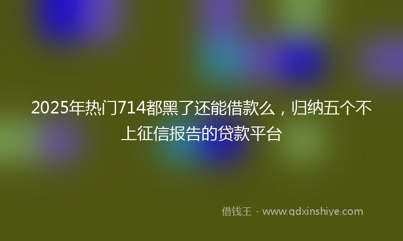 2025年热门714都黑了还能借款么,归纳五个不上征信报告的贷款平台