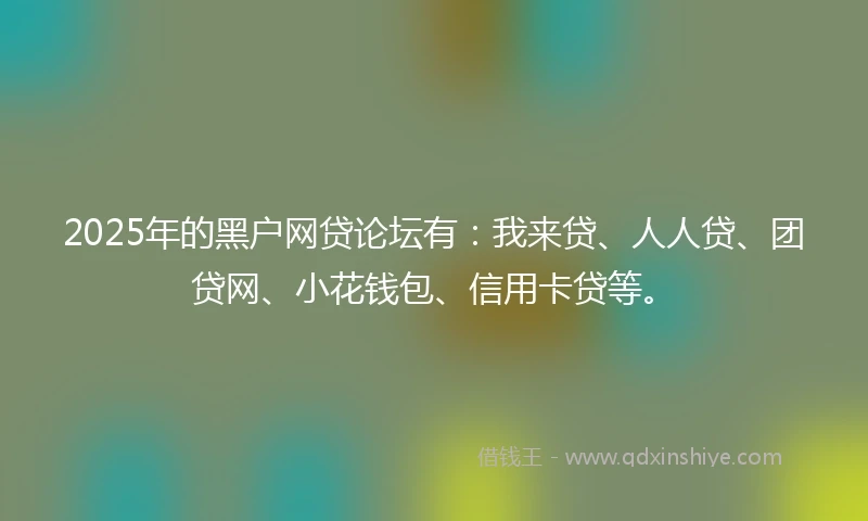 2025年的黑户网贷论坛有：我来贷、人人贷、团贷网、小花钱包、信用卡贷等。