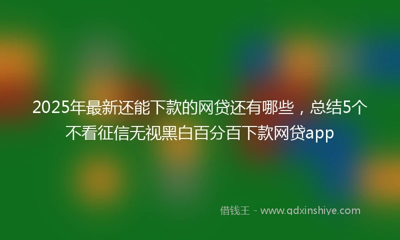 2025年最新还能下款的网贷还有哪些,总结5个不看征信无视黑白百分百下款网贷app