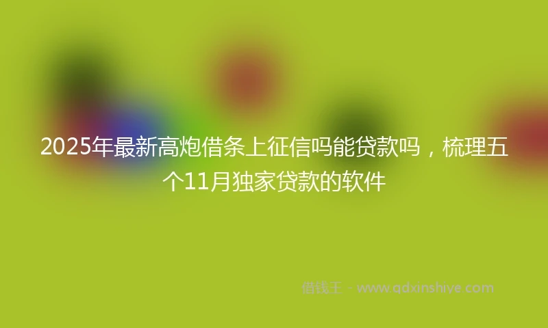 2025年最新高炮借条上征信吗能贷款吗，梳理五个11月独家贷款的软件