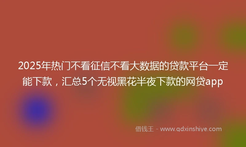 2025年热门不看征信不看大数据的贷款平台一定能下款，汇总5个无视黑花半夜下款的网贷app