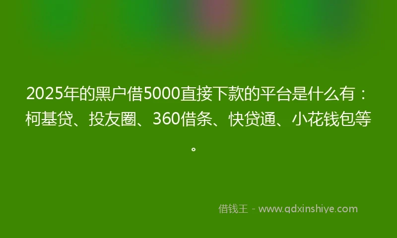 2025年的黑户借5000直接下款的平台是什么有：柯基贷、投友圈、360借条、快贷通、小花钱包等。