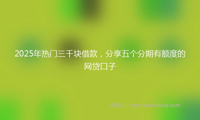 2025年热门三千块借款，分享五个分期有额度的网贷口子