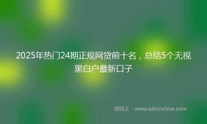 2025年热门24期正规网贷前十名,总结5个无视黑白户最新口子