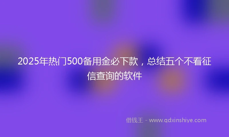 2025年热门500备用金必下款,总结五个不看征信查询的软件