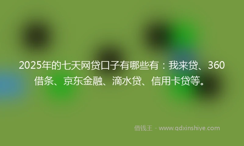 2025年的七天网贷口子有哪些有:我来贷、360借条、京东金融、滴水贷、信用卡贷等。