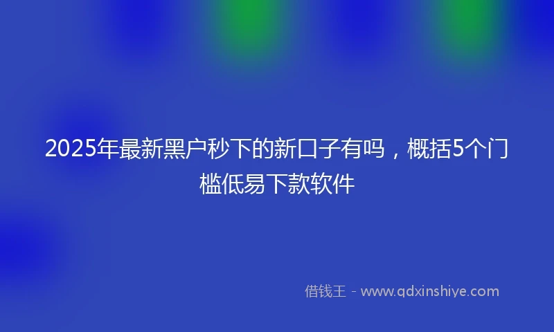 2025年最新黑户秒下的新口子有吗，概括5个门槛低易下款软件