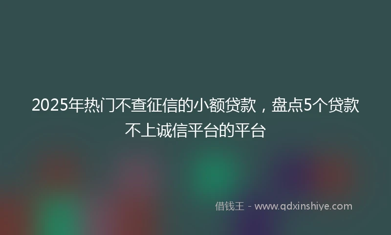 2025年热门不查征信的小额贷款，盘点5个贷款不上诚信平台的平台