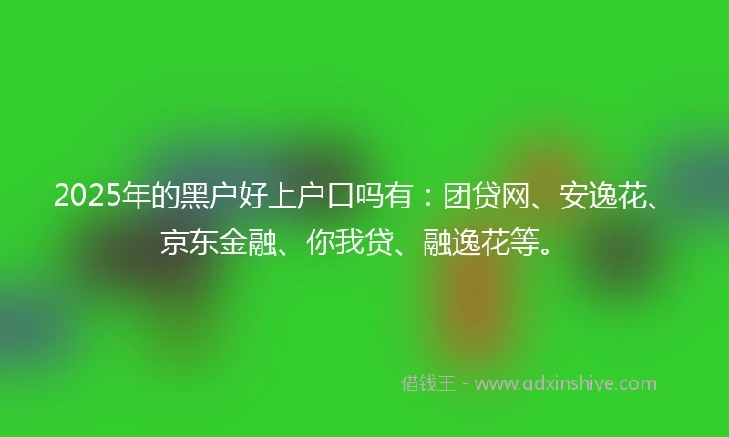 2025年的黑户好上户口吗有：团贷网、安逸花、京东金融、你我贷、融逸花等。