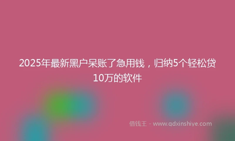 2025年最新黑户呆账了急用钱，归纳5个轻松贷10万的软件