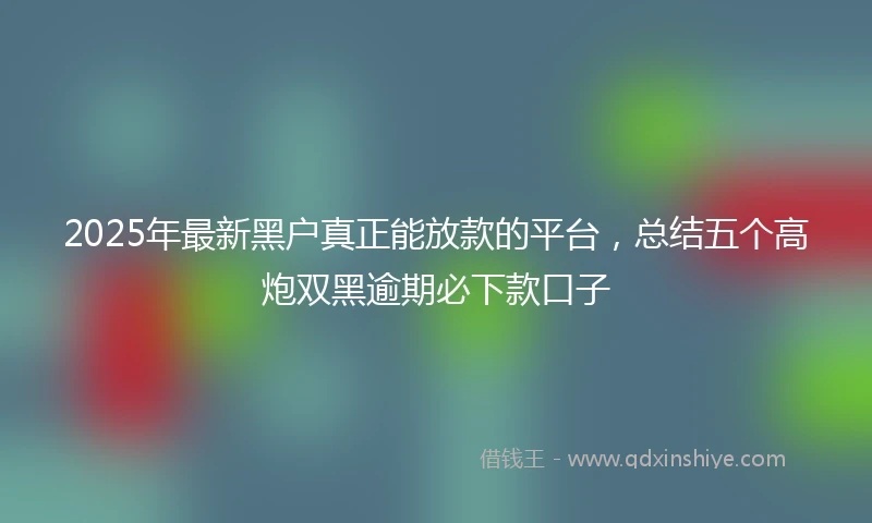 2025年最新黑户真正能放款的平台，总结五个高炮双黑逾期必下款口子