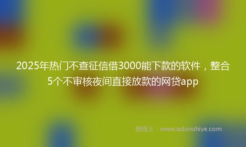 2025年热门不查征信借3000能下款的软件，整合5个不审核夜间直接放款的网贷app