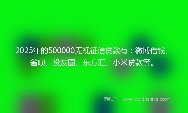 2025年的500000无视征信贷款有：微博借钱、省呗、投友圈、东方汇、小米贷款等。