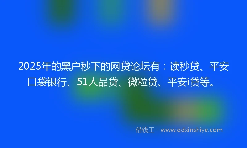 2025年的黑户秒下的网贷论坛有：读秒贷、平安口袋银行、51人品贷、微粒贷、平安i贷等。
