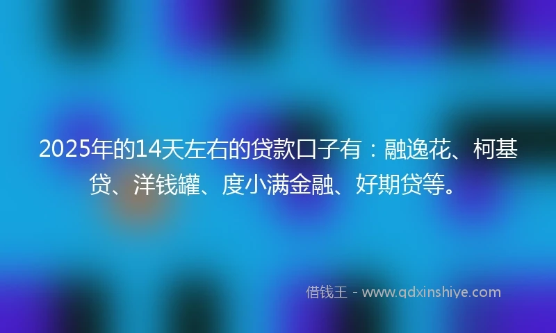 2025年的14天左右的贷款口子有：融逸花、柯基贷、洋钱罐、度小满金融、好期贷等。