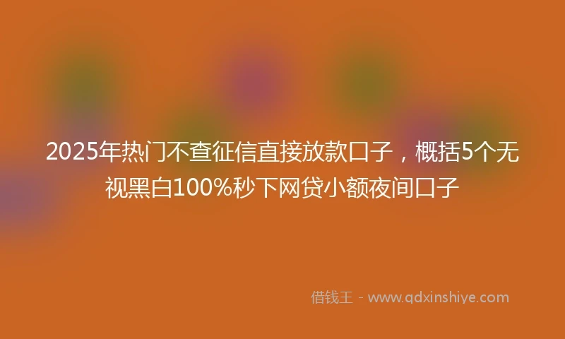 2025年热门不查征信直接放款口子，概括5个无视黑白100%秒下网贷小额夜间口子