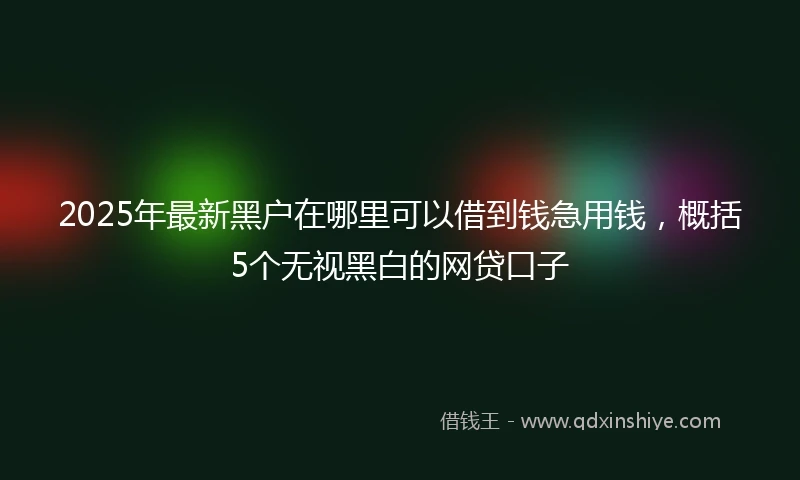 2025年最新黑户在哪里可以借到钱急用钱，概括5个无视黑白的网贷口子