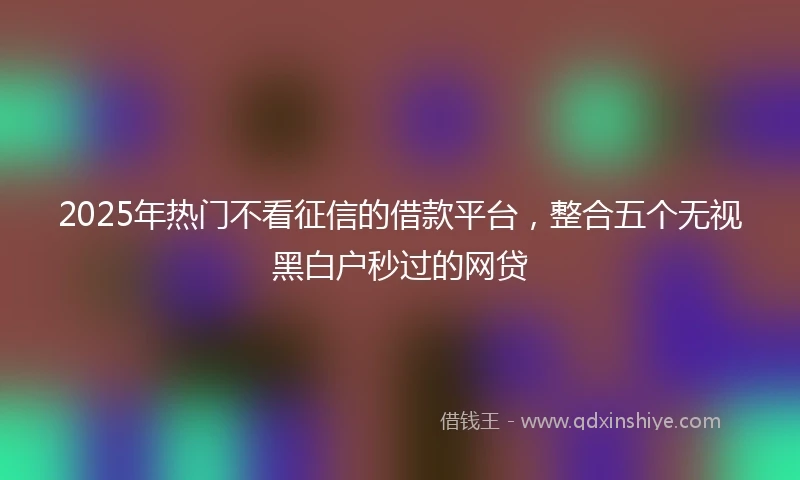 2025年热门不看征信的借款平台，整合五个无视黑白户秒过的网贷