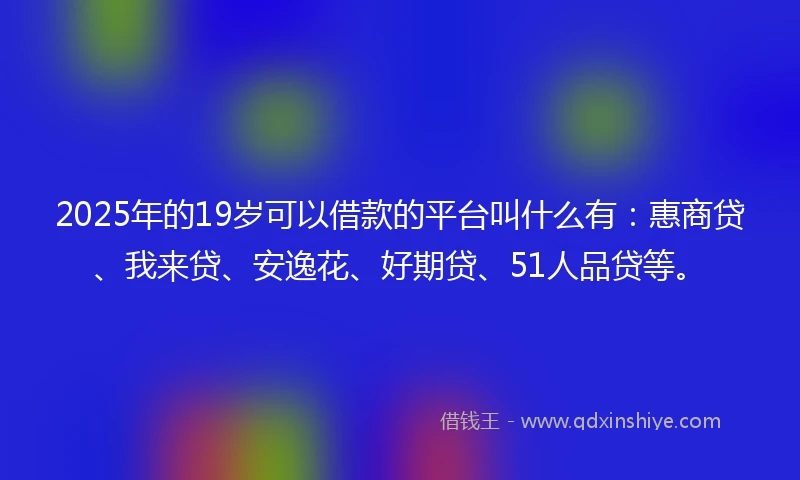 2025年的19岁可以借款的平台叫什么有：惠商贷、我来贷、安逸花、好期贷、51人品贷等。